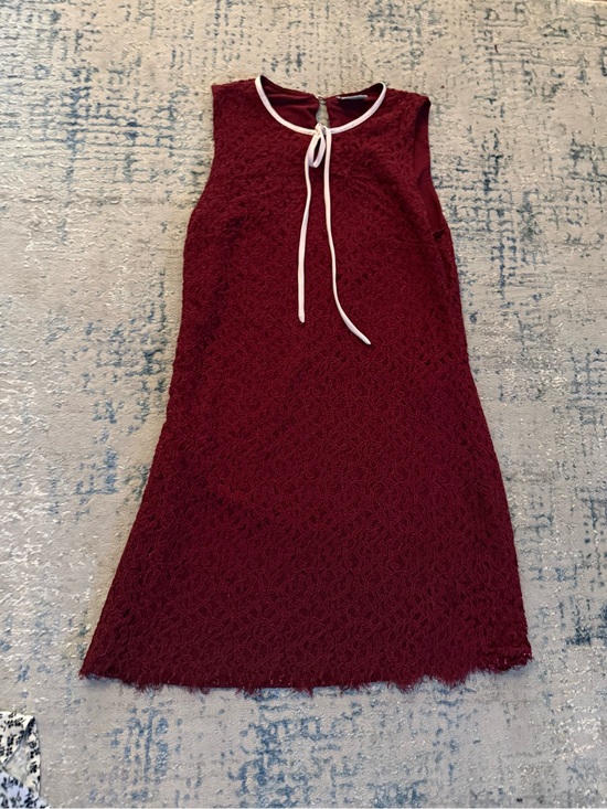 Vero Moda Dresses & Skirts - Vero Moda Burgundy Knit Sleeveless Dress with White Tie